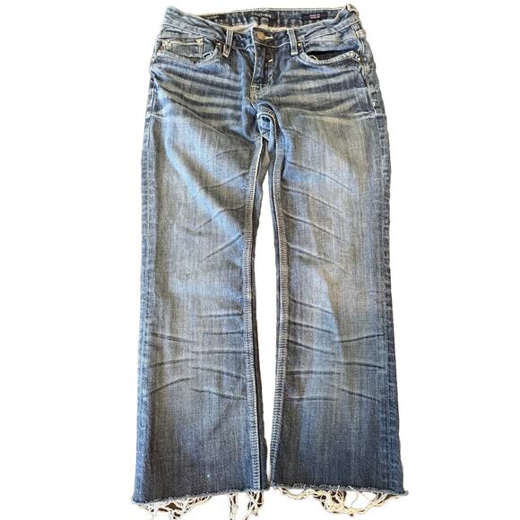 Vigoss Bootcut Jeans Women’s Size 27 27x33 Denim Stretch Distressed Raw Hem - Picture 12 of 16